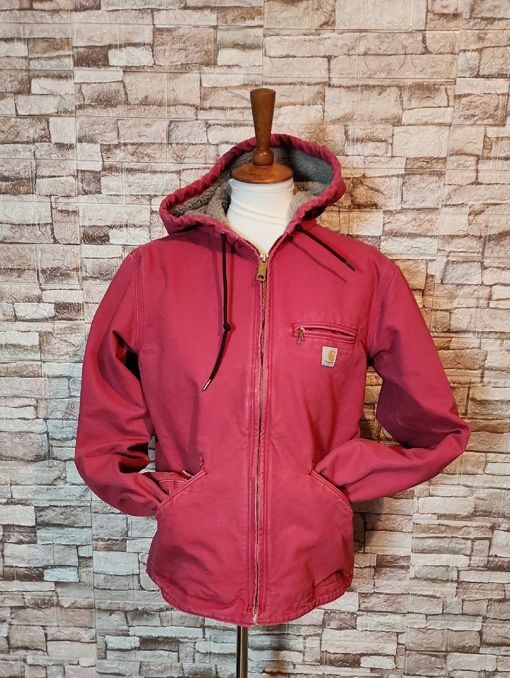 Carhartt Full Zip  Hooded Work Winter Fall Red  Jacket